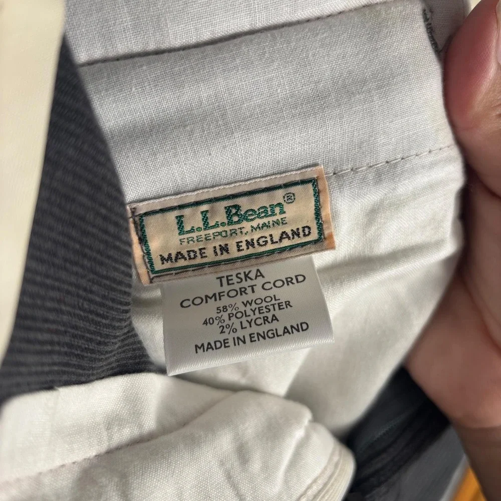 VTG‎ LL Bean Teska Comfort Cord Wool Blend Trouser Gray Hunting Pant Eng 33x19